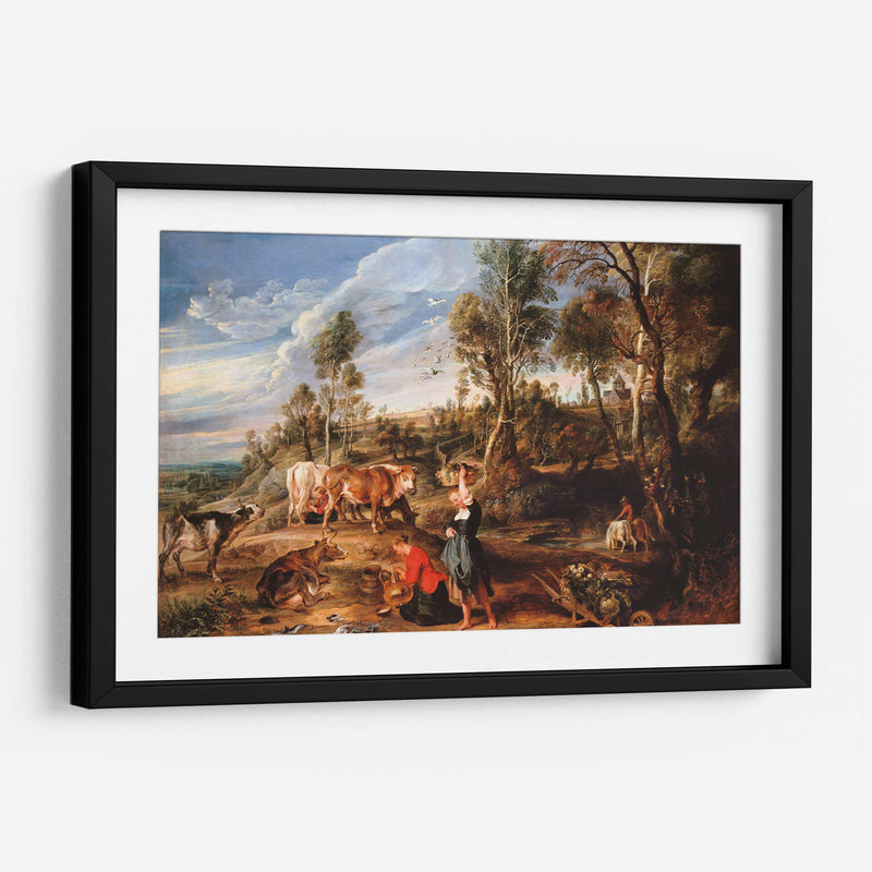 Lecheras con ganado en un paisaje, la granja en Laken - Peter Paul Rubens | Cuadro decorativo de Canvas Lab