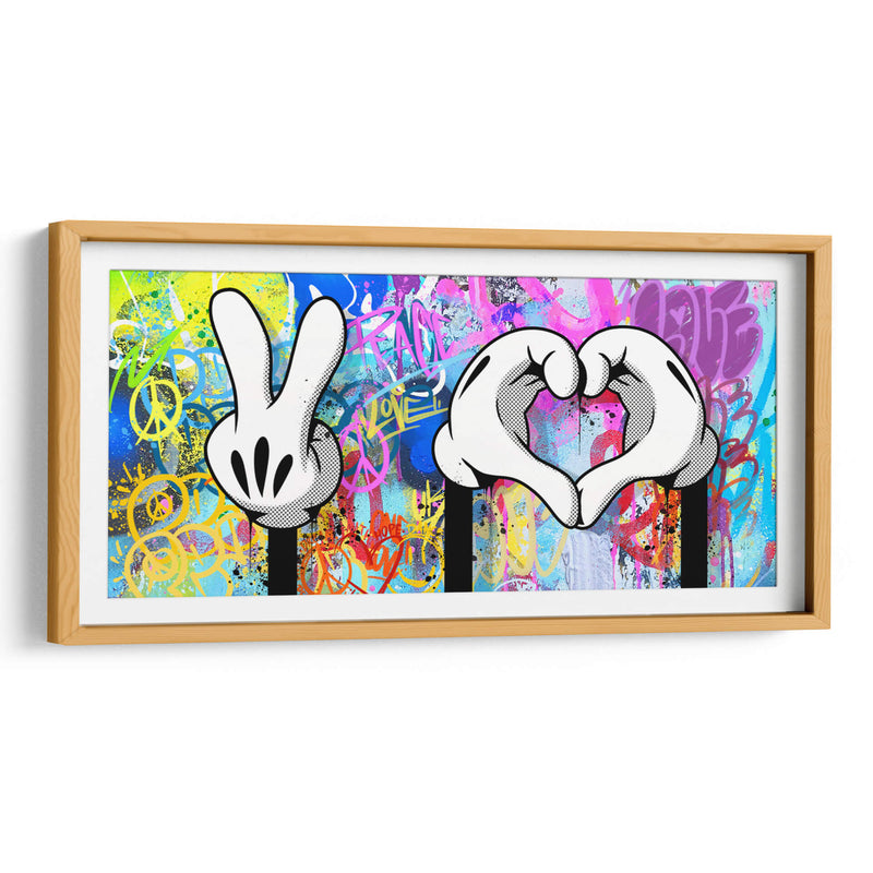 Peace and Love Cartoon Hands - David Aste | Cuadro decorativo de Canvas Lab