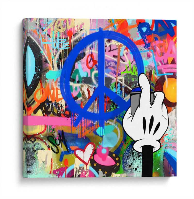 Peace Intervention Cartoon Azul - David Aste | Cuadro decorativo de Canvas Lab