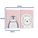 Pinguino y leon pastel - Set de 2 - Cuadro decorativo | Canvas Lab