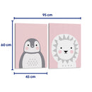 Pinguino y leon pastel - Set de 2 - Cuadro decorativo | Canvas Lab