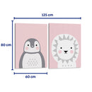 Pinguino y leon pastel - Set de 2 - Cuadro decorativo | Canvas Lab