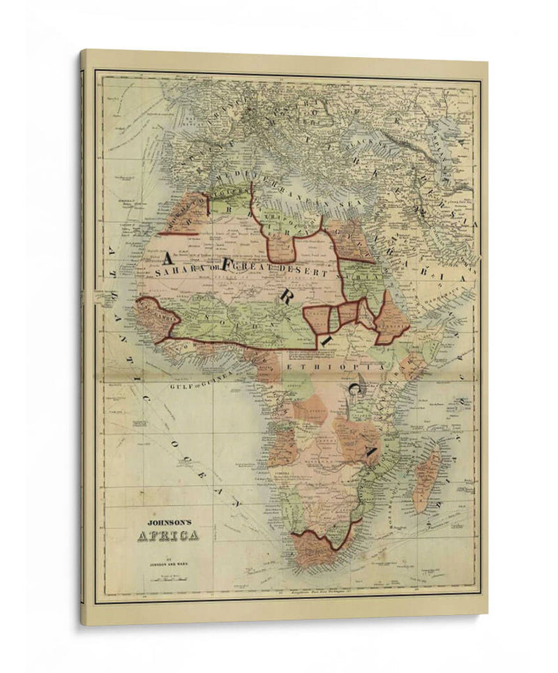 Mapa Antiguo De África - Johnson | Cuadro decorativo de Canvas Lab