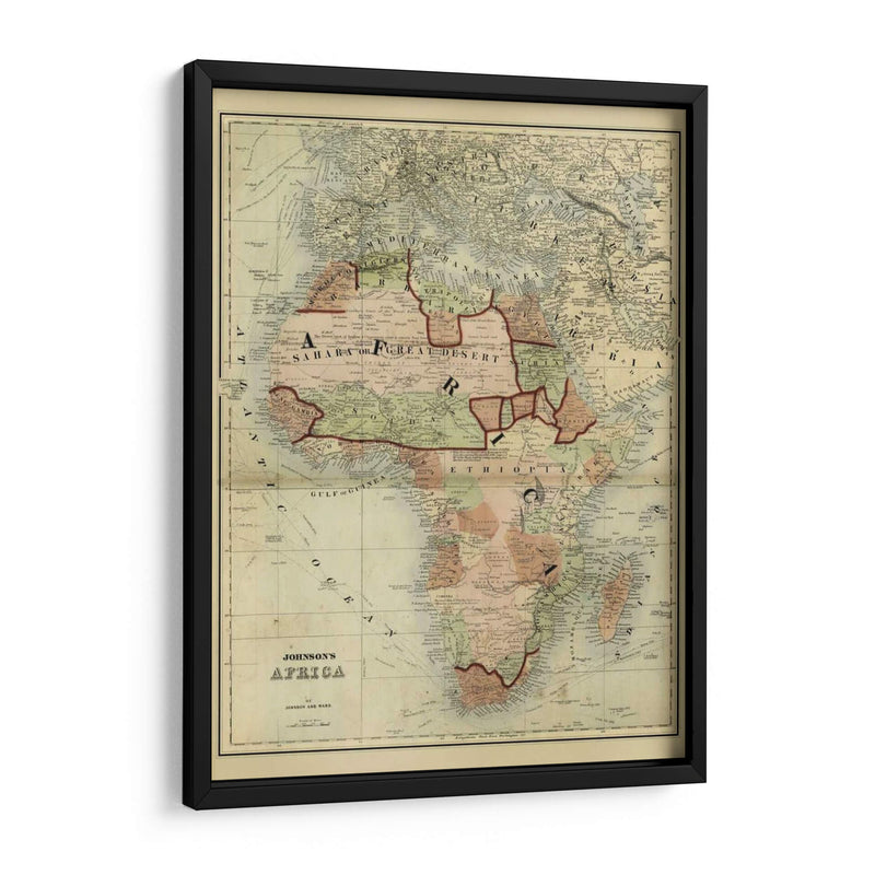 Mapa Antiguo De África - Johnson | Cuadro decorativo de Canvas Lab