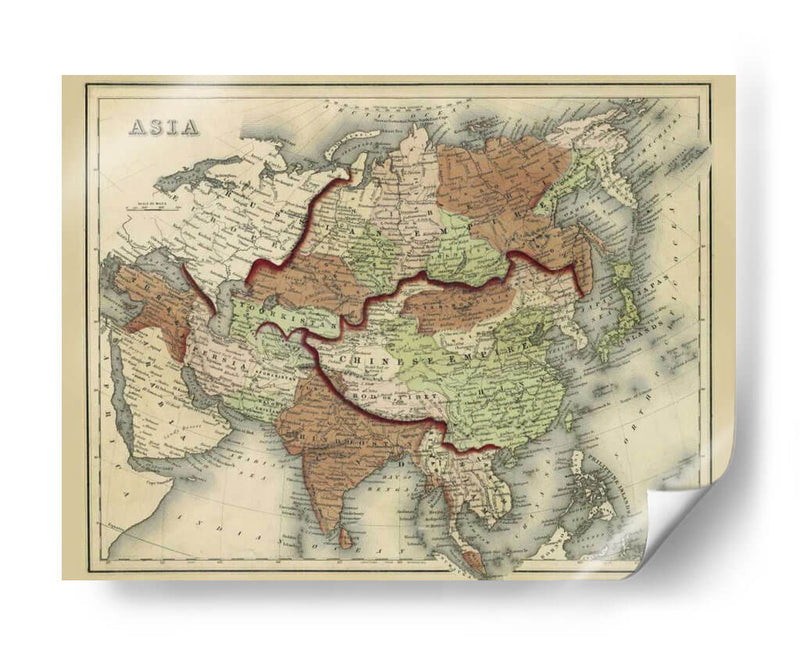 Mapa Antiguo De Asia - Johnson | Cuadro decorativo de Canvas Lab
