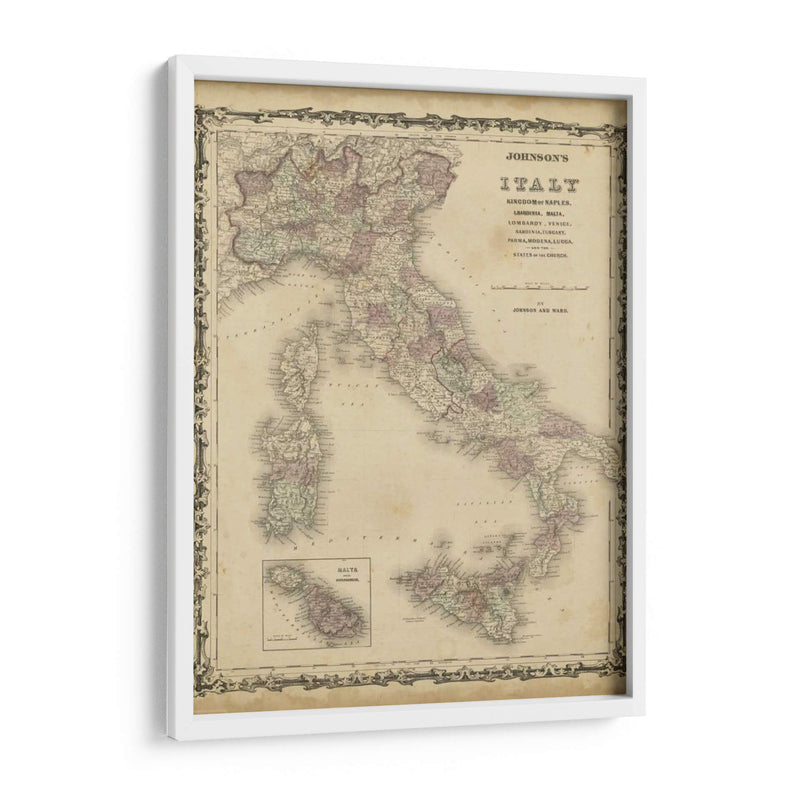 Mapa De Johnsons De Italia - Johnson | Cuadro decorativo de Canvas Lab