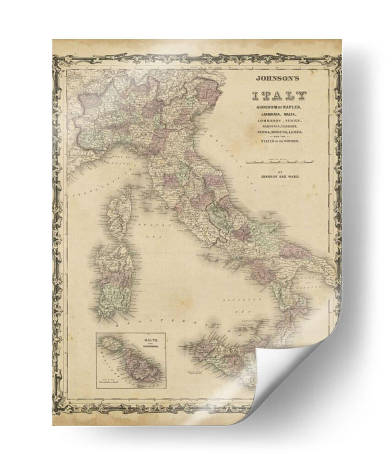 Mapa De Johnsons De Italia - Johnson | Cuadro decorativo de Canvas Lab
