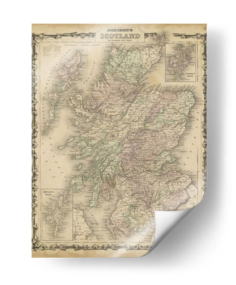 Mapa De Johnsons De Escocia - Johnson | Cuadro decorativo de Canvas Lab