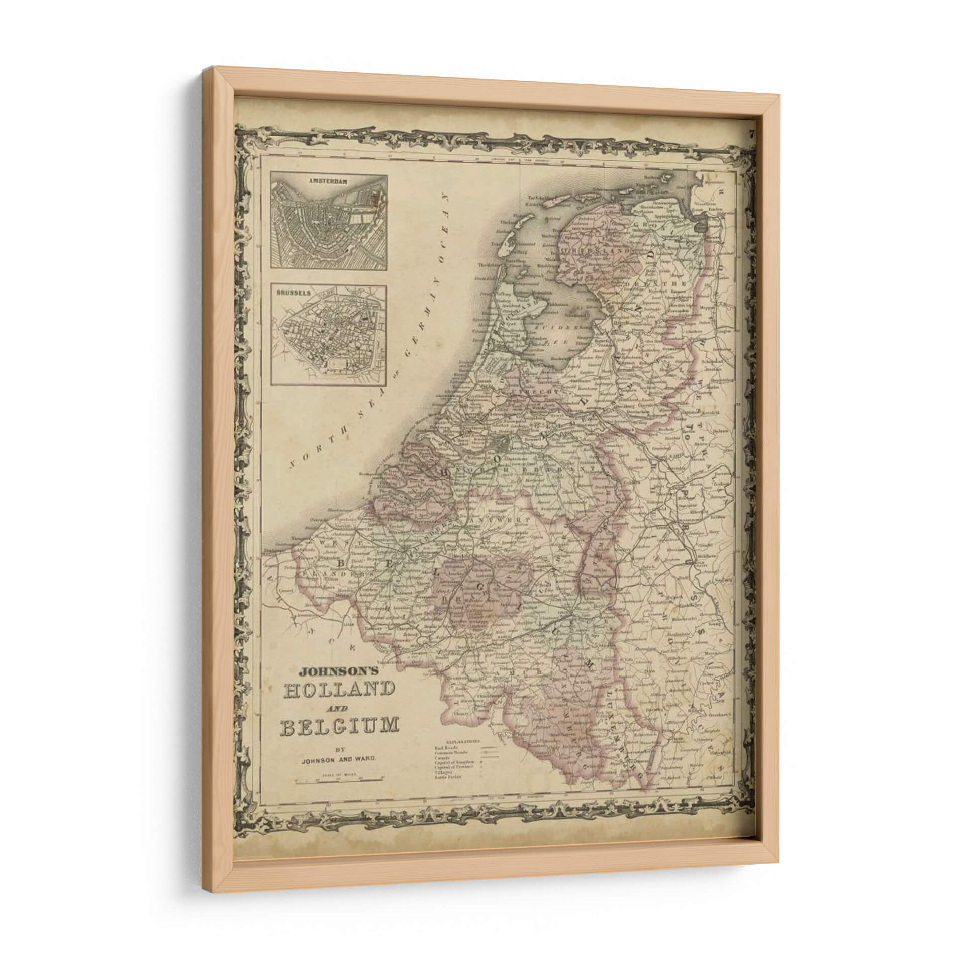 Mapa De Johnsons De Holanda Y Bélgica Johnson Cuadro Decorativo Canvas Lab 6987