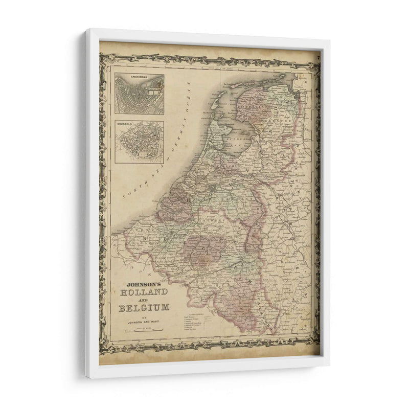 Mapa De Johnsons De Holanda Y Bélgica - Johnson | Cuadro decorativo de Canvas Lab