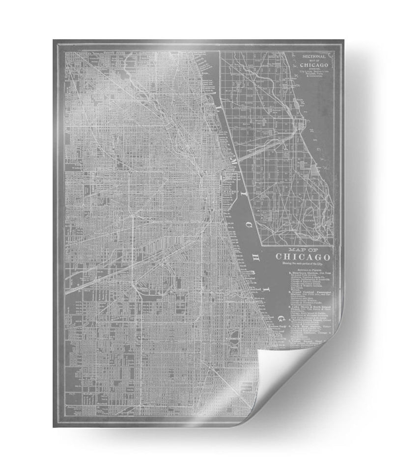 Mapa De La Ciudad De Chicago - Vision Studio | Cuadro decorativo de Canvas Lab