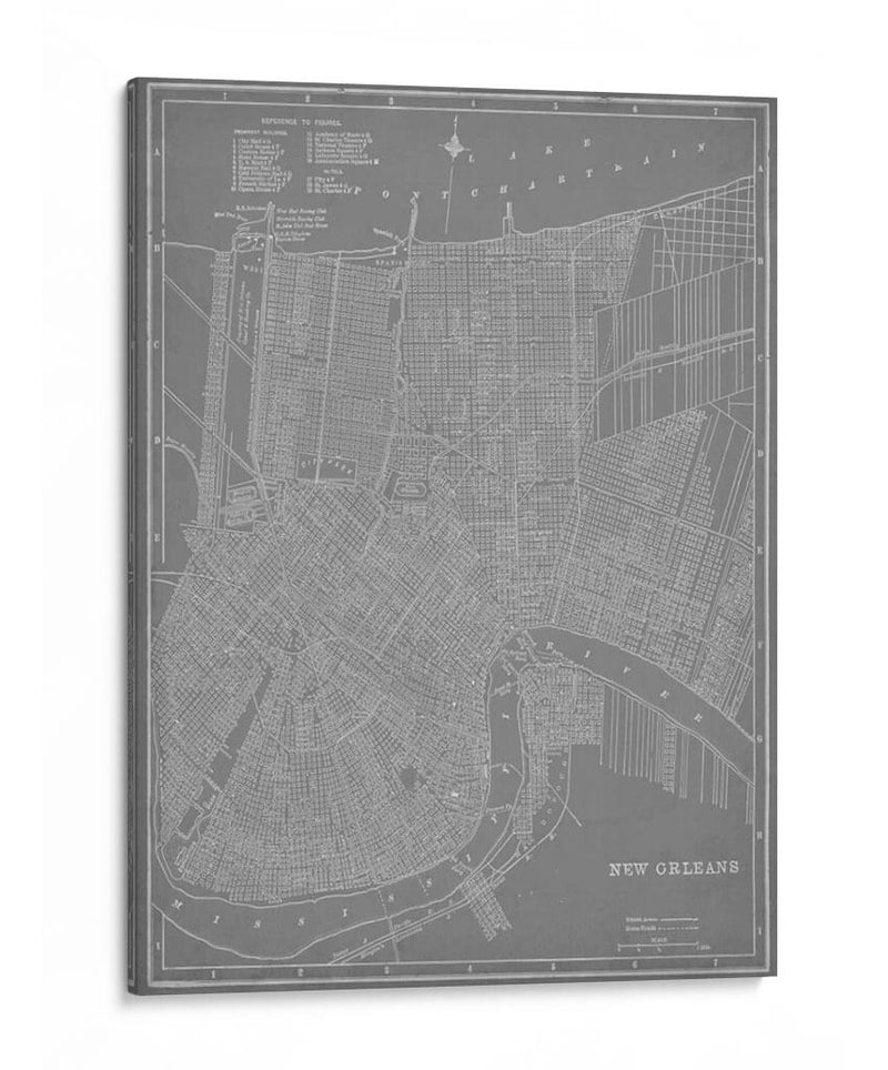 Mapa De La Ciudad De Nueva Orleans - Vision Studio | Cuadro decorativo de Canvas Lab