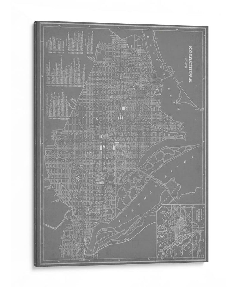 Mapa De La Ciudad De Washington, D.C. - Vision Studio | Cuadro decorativo de Canvas Lab