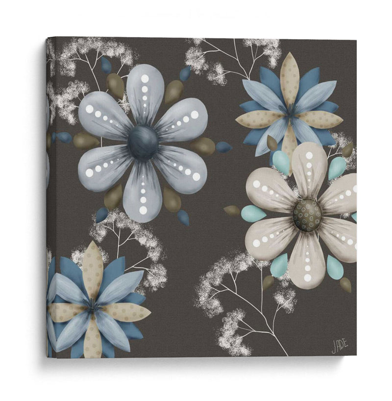 Azul Floral En Sepia I - Jade Reynolds | Cuadro decorativo de Canvas Lab