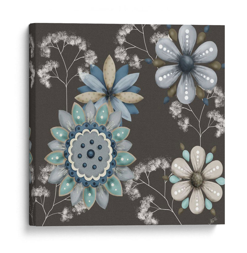 Floral Azul En Sepia Ii - Jade Reynolds | Cuadro decorativo de Canvas Lab