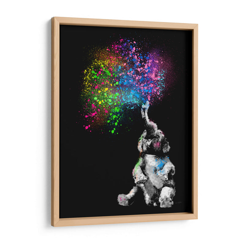 Baby Elephant Color Shower Black - Hue Art | Cuadro decorativo de Canvas Lab
