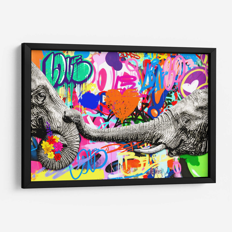 Elephant Flowers Graffiti - David Aste | Cuadro decorativo de Canvas Lab