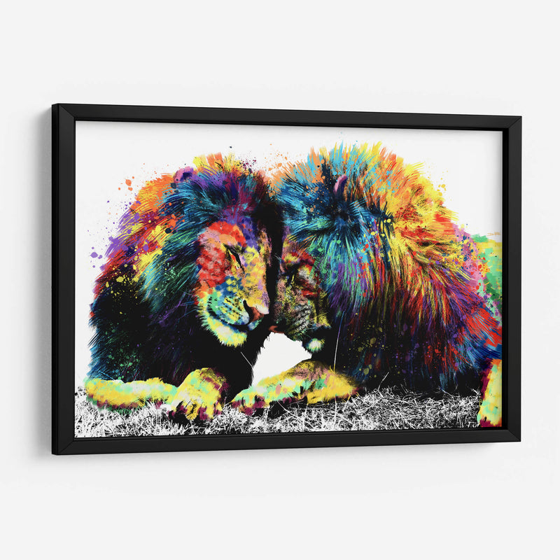 Familia de Leones Colorido - Hue Art | Cuadro decorativo de Canvas Lab