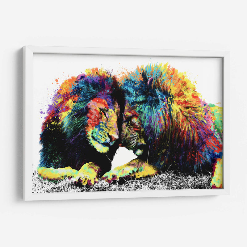 Familia de Leones Colorido - Hue Art | Cuadro decorativo de Canvas Lab