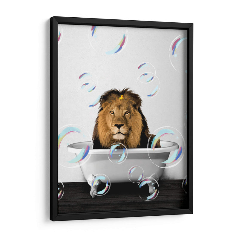 Lion Bath Color - Animals Daily | Cuadro decorativo de Canvas Lab