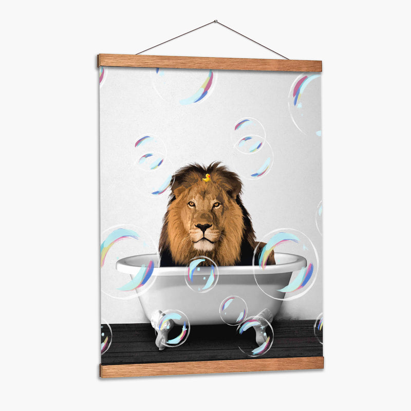 Lion Bath Color - Animals Daily | Cuadro decorativo de Canvas Lab