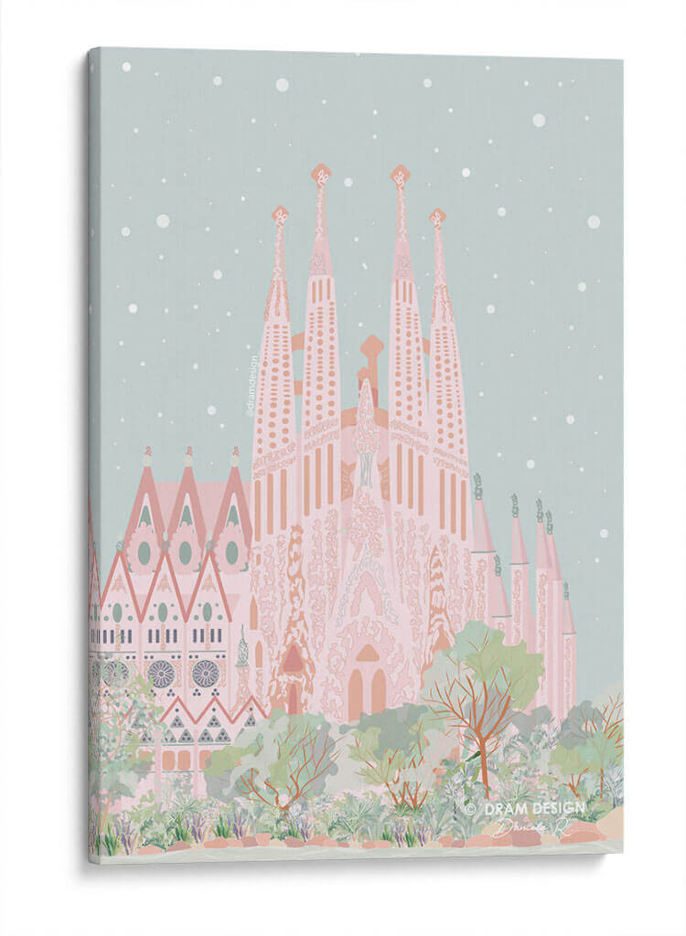 Sagrada Familia en verde - DRAM | Cuadro decorativo de Canvas Lab