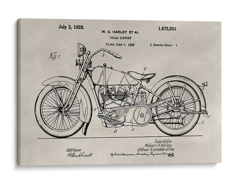 Patente - Motocicleta - Alicia Ludwig | Cuadro decorativo de Canvas Lab