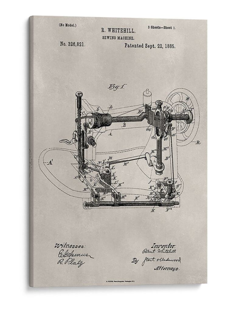 Patente - Máquina De Coser - Alicia Ludwig | Cuadro decorativo de Canvas Lab