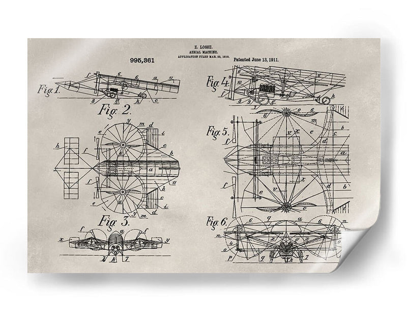 Patente - Máquina Aérea - Alicia Ludwig | Cuadro decorativo de Canvas Lab