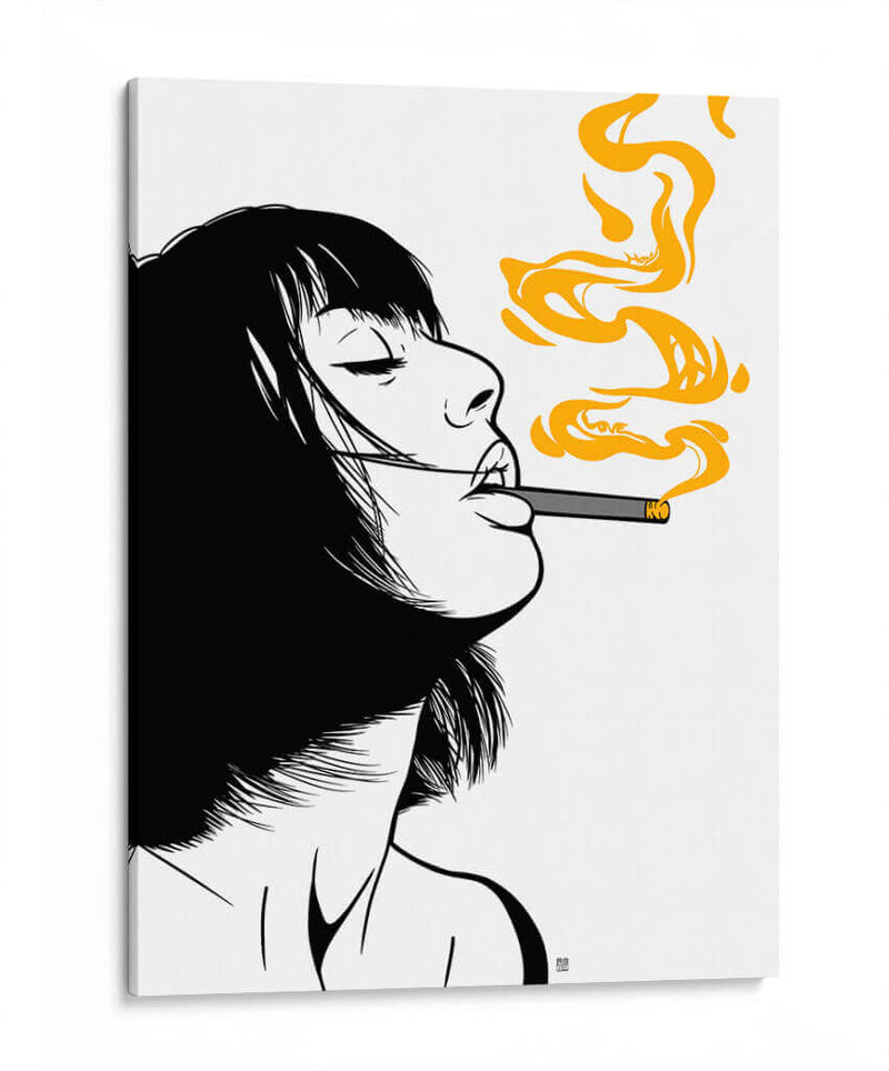 Golden Smoke Peace - Line Art | Cuadro decorativo de Canvas Lab