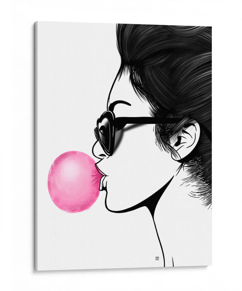 Girl Bubblegum Lines - Line Art | Cuadro decorativo de Canvas Lab