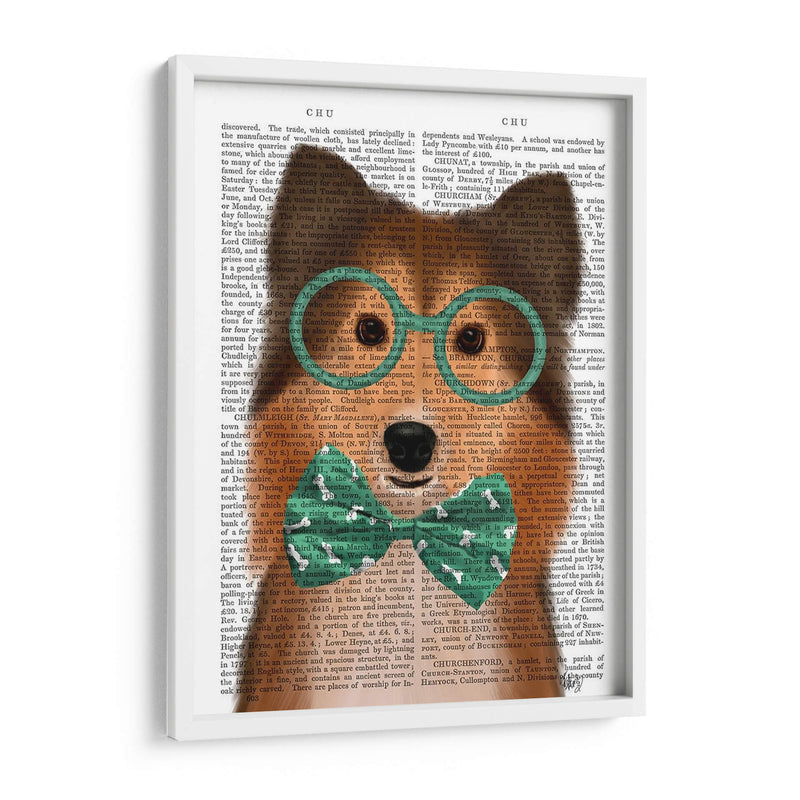 Sheepdog Shetland Con Gafas Y Pajarita - Fab Funky | Cuadro decorativo de Canvas Lab