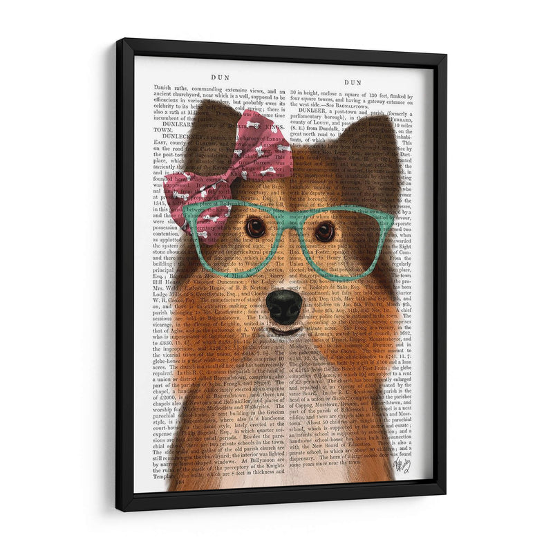 Sheepdog Shetland Con Arco Rosa - Fab Funky | Cuadro decorativo de Canvas Lab