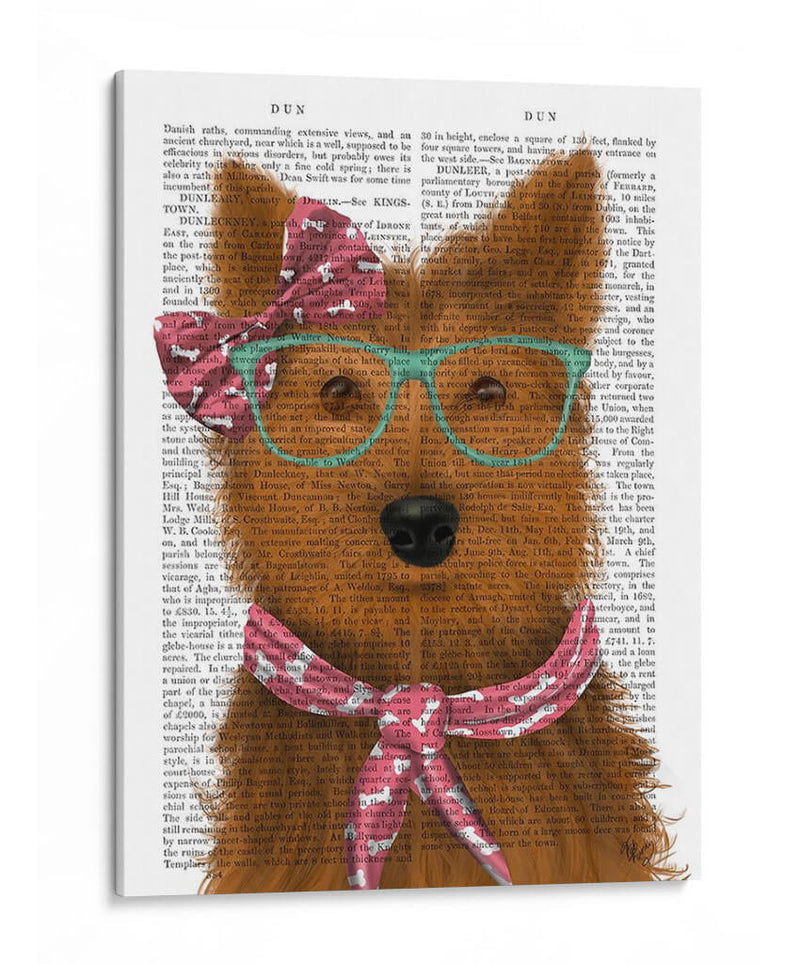 Yorkshire Terrier Con Gafas Y Bufanda. - Fab Funky | Cuadro decorativo de Canvas Lab