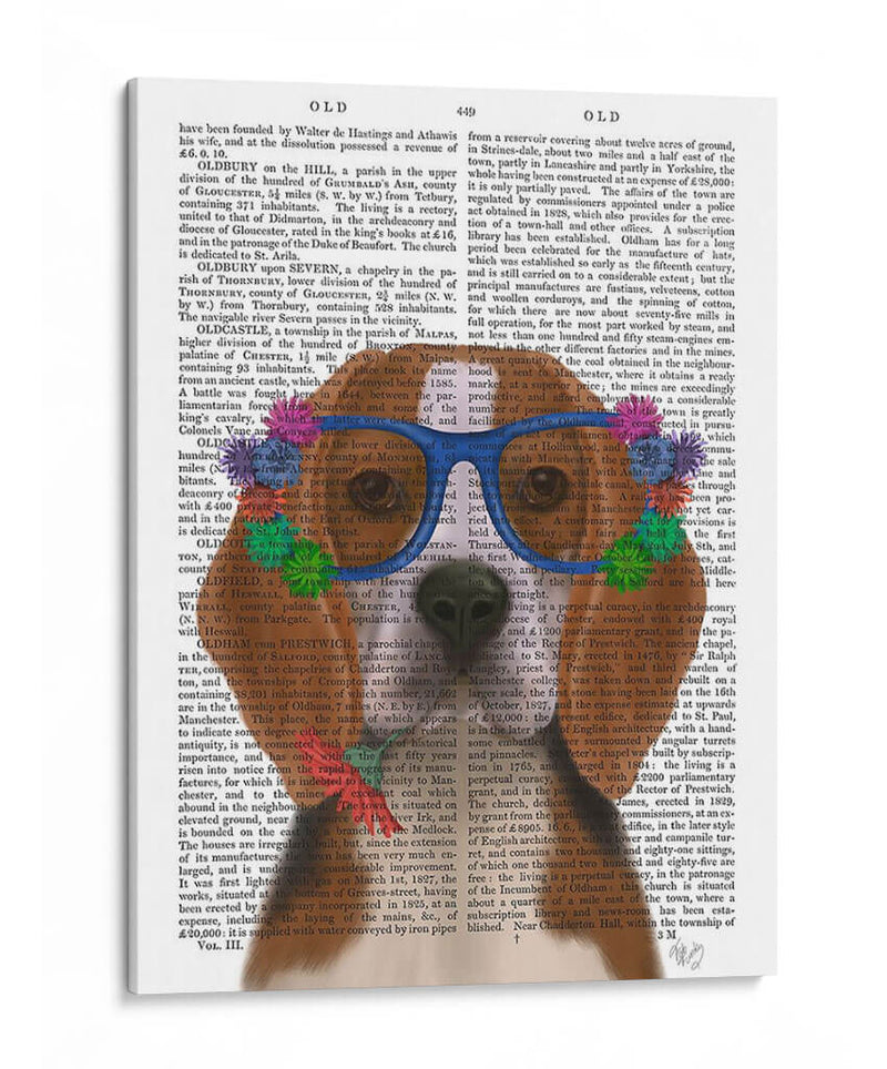 Beagle Y Gafas De Flores. - Fab Funky | Cuadro decorativo de Canvas Lab
