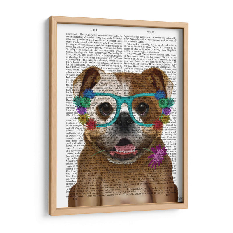 Bulldog Inglés Y Gafas De Flores. - Fab Funky | Cuadro decorativo de Canvas Lab