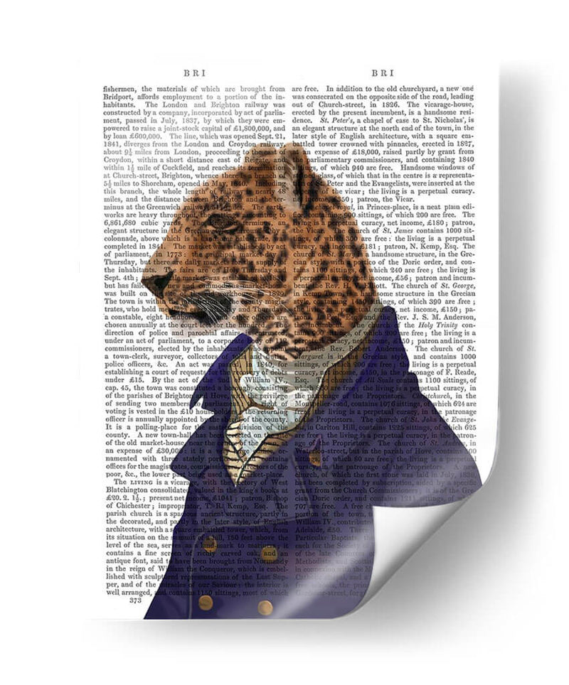 Leopardo En Chaqueta Azul - Fab Funky | Cuadro decorativo de Canvas Lab