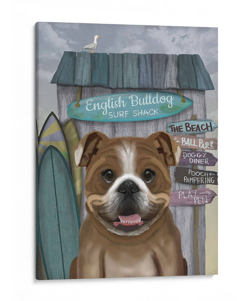 Bulldog Inglés Surf Shack - Fab Funky | Cuadro decorativo de Canvas Lab