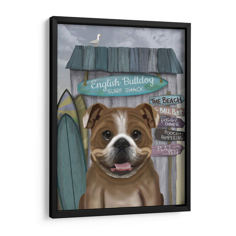 Bulldog Inglés Surf Shack - Fab Funky | Cuadro decorativo de Canvas Lab