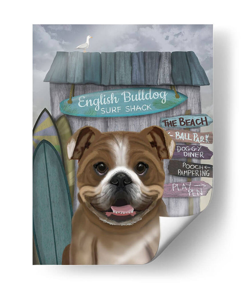 Bulldog Inglés Surf Shack - Fab Funky | Cuadro decorativo de Canvas Lab