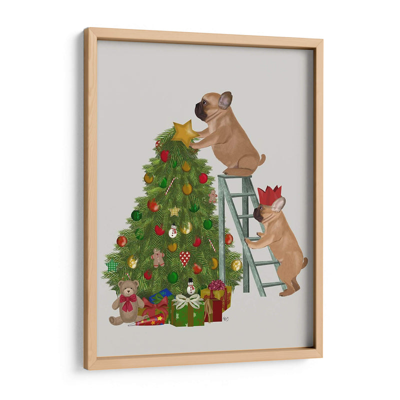 Escalera De Árbol De Bulldog Francés De Navidad - Fab Funky | Cuadro decorativo de Canvas Lab