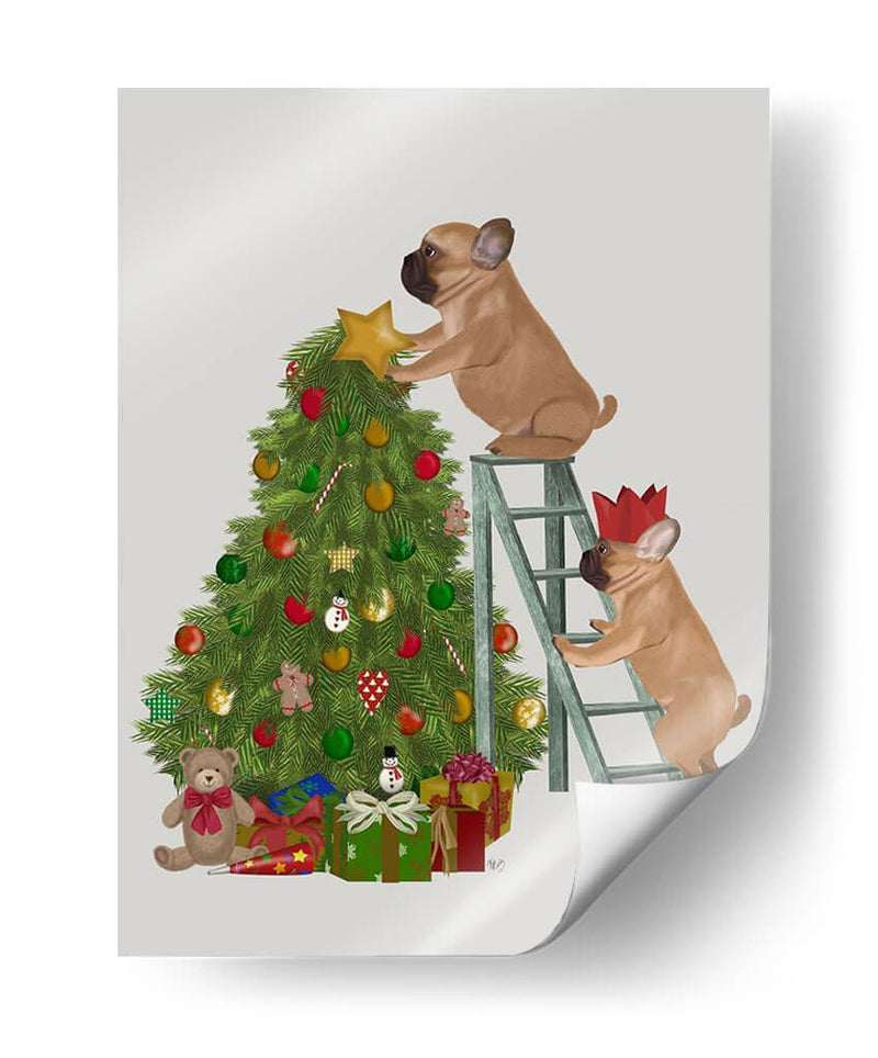 Escalera De Árbol De Bulldog Francés De Navidad - Fab Funky | Cuadro decorativo de Canvas Lab