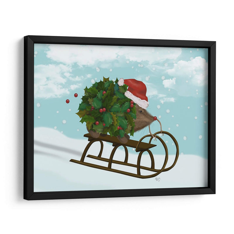 Navidad Holly Hedgehog Sledding - Fab Funky | Cuadro decorativo de Canvas Lab