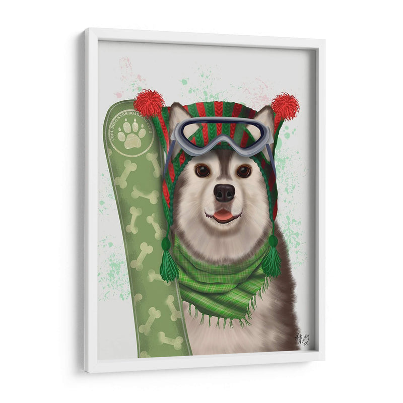 Snowboard Husky De Navidad - Fab Funky | Cuadro decorativo de Canvas Lab