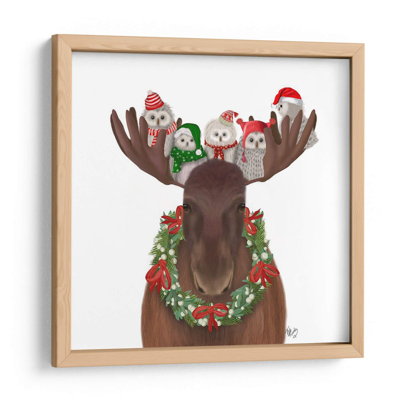Moose De Navidad Y Búhos De Navidad Hacia Adelante - Fab Funky | Cuadro decorativo de Canvas Lab