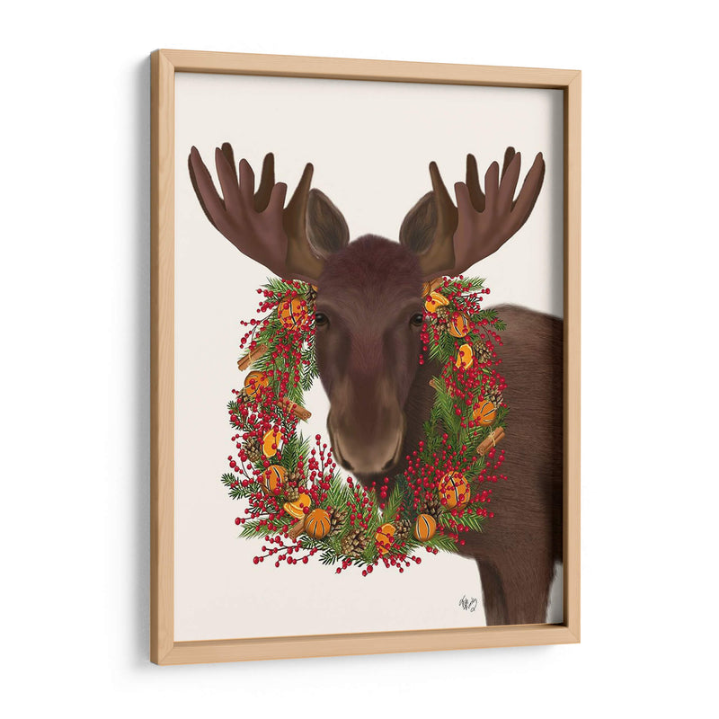 Christmas Moose Y Guirnalda De Arándanos - Fab Funky | Cuadro decorativo de Canvas Lab