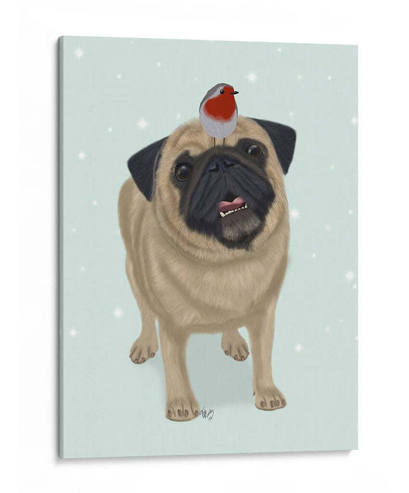 Navidad Pug Y Robin - Fab Funky | Cuadro decorativo de Canvas Lab