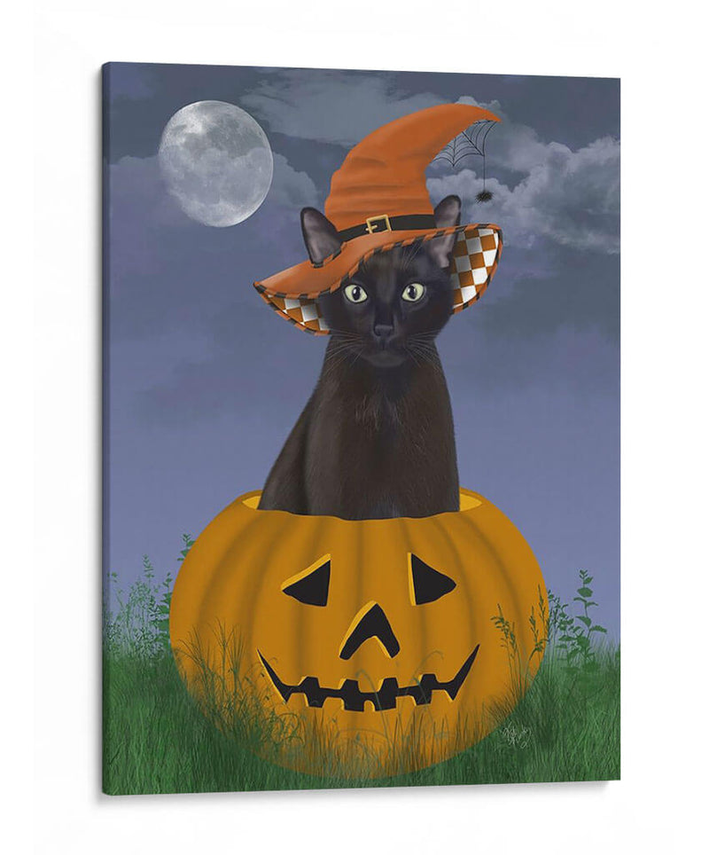 Gato Negro De Halloween En Calabaza - Fab Funky | Cuadro decorativo de Canvas Lab