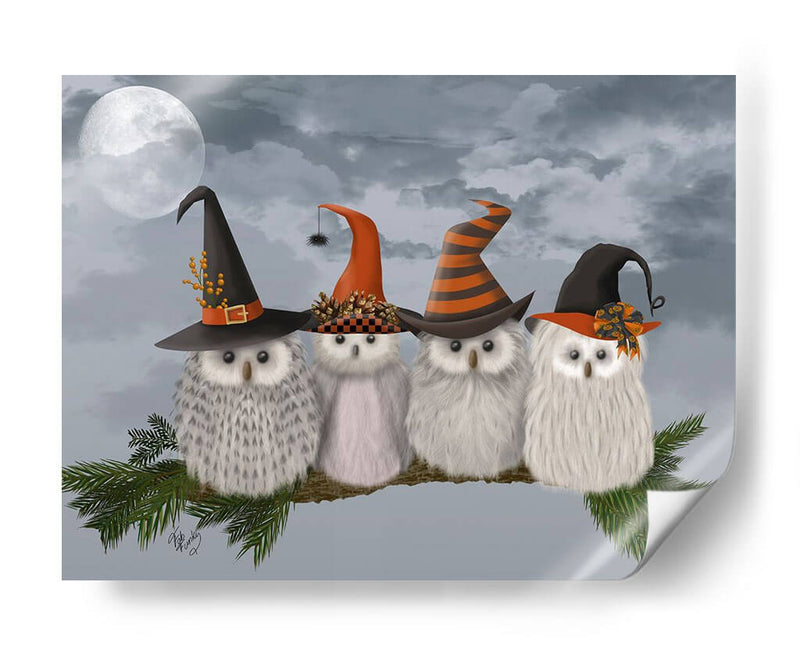 Búhos De Halloween Halloween En La Rama - Fab Funky | Cuadro decorativo de Canvas Lab