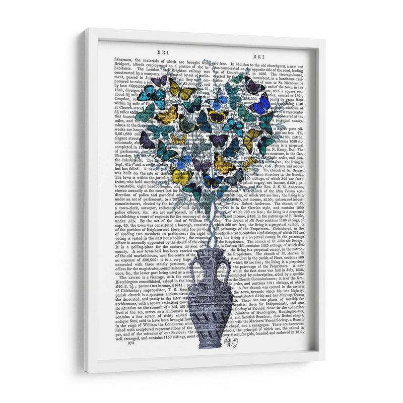 Arbusto Corazón Mariposa, Azul Y Amarillo - Fab Funky | Cuadro decorativo de Canvas Lab